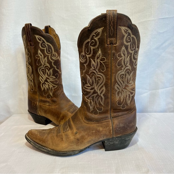 Ariat Shoes - Womens Ariat ATS brown leather cowgirl cowboy boots size 8